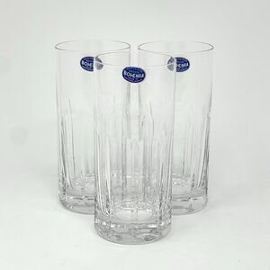 Bohemia Cut Crystal Clear Highball Glasses 5.75” Set Of 3 Original Stickers